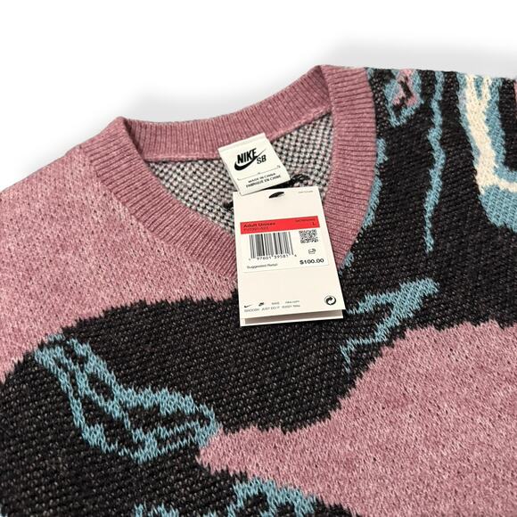 Nike SB Skateboarding Plum Dust Light Orewood Knit Sweater Vest Unisex Size L - Picture 2 of 8